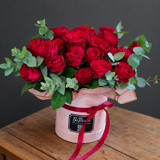 Red roses in a box