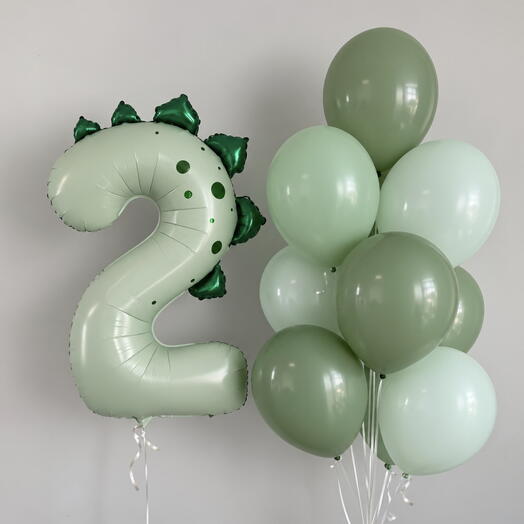 🦖 Набор воздушных шаров «Динозаврик — 2 годика»