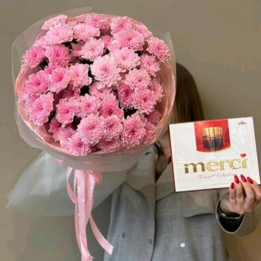 Комбо из розовой хризантемы и merci♥️
