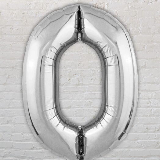 Шар цифра 0 серебро, 102 см