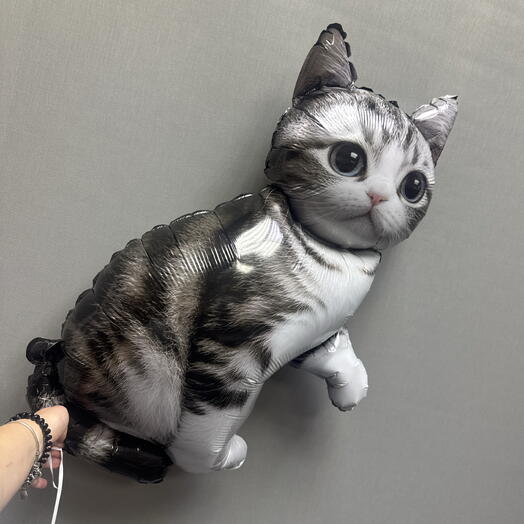 Шар котик серый 85 см с гелием