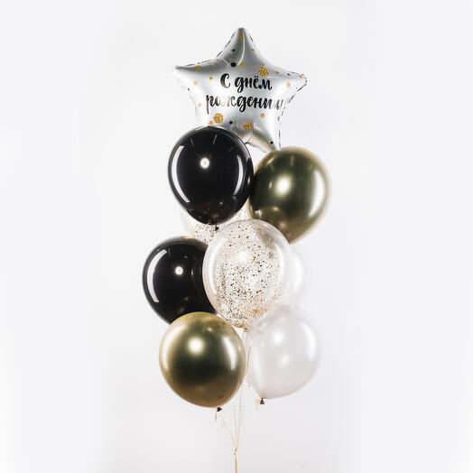 Фонтан из гелиевых шариков "Стильный День Рождения"