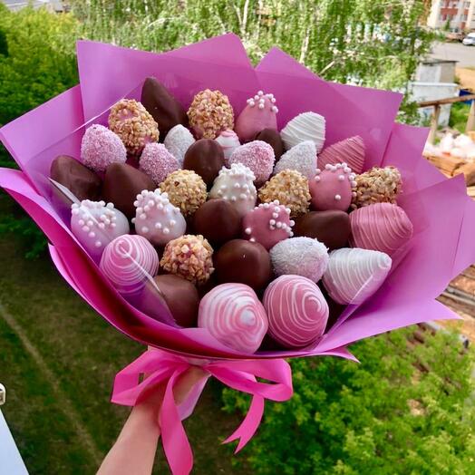 Букет из клубники🎀РОЗОВОЕ ОБЛАКО🎀