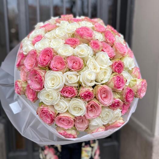 101 roses white + pink