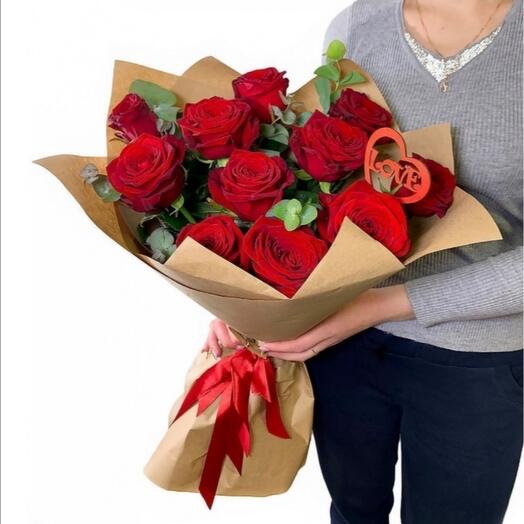 Bouquet of roses in craft