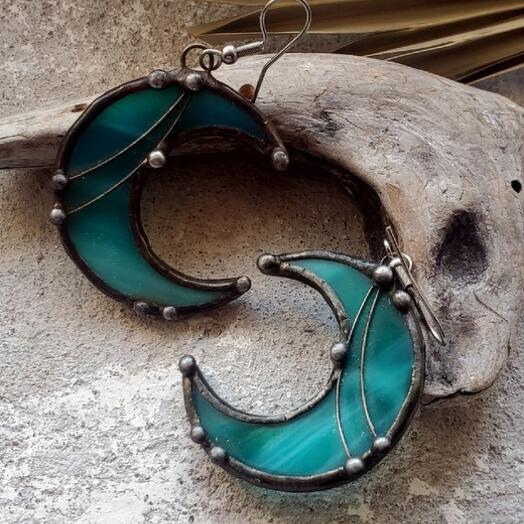 Pendientes de Luna turquesa