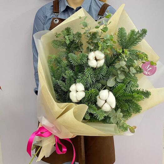 Уютный и ароматный букет из нобилиса и эвкалипта