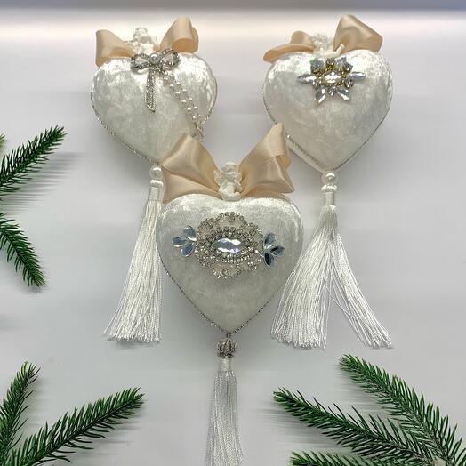 Conjunto de 3 corazones de terciopelo