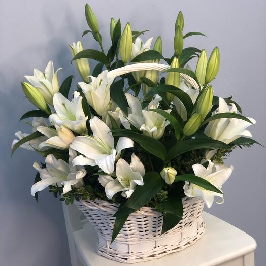 Basket with lilies