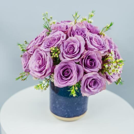 Purple Roses in vase