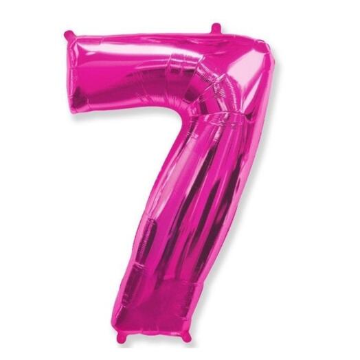 Шар-цифра "7" гелиевый, цвет фуксия