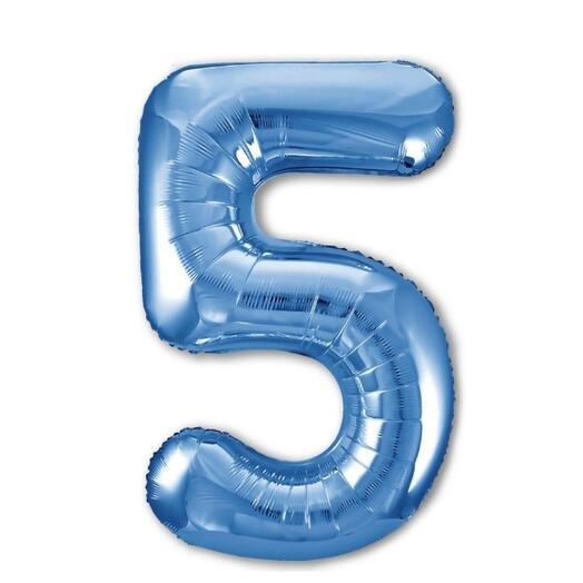 Шар-цифра "5" гелиевый, цвет светло-синий