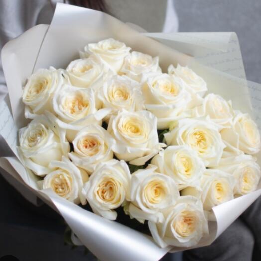 Кэндл (букет из 21 бело-кремовой розы)