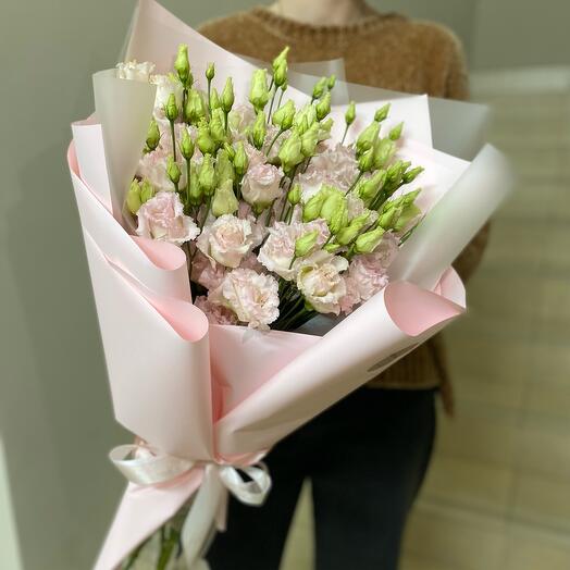 Монобукет из махровой эустомы