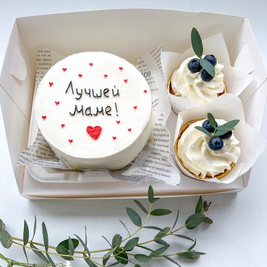 Подарочный набор бенто-торт и капкейки, с вашей надписью