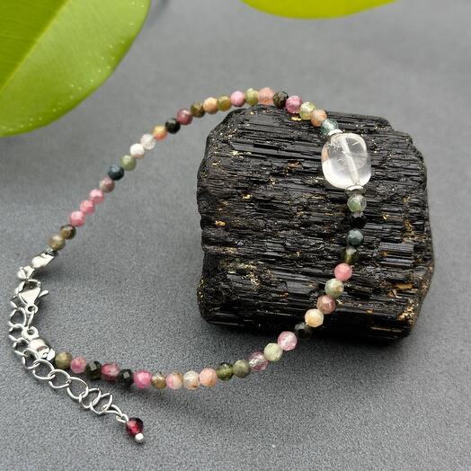 Pulsera de Turmalina de corte de joyería, Tamaño de cuentas de 3 mm