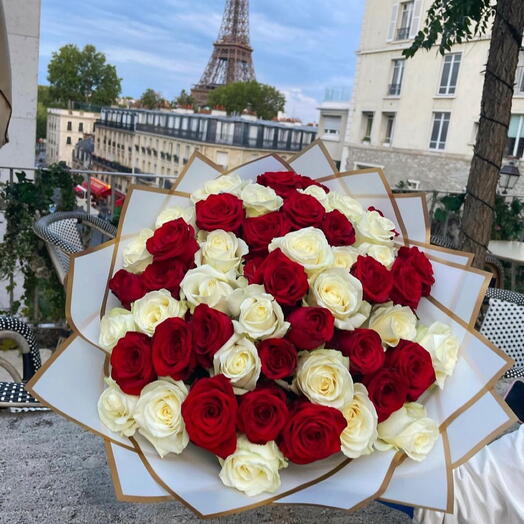 White and red roses