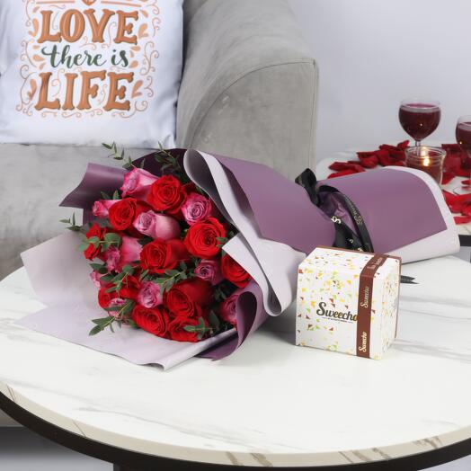 Queen of Heart Bouquet and Sweecho Chocolates 250gm