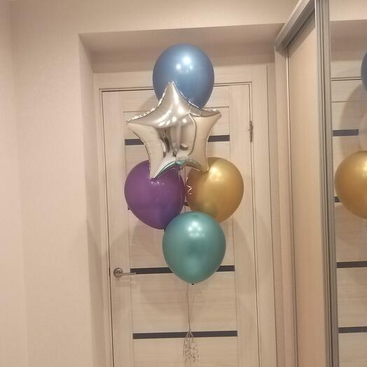 Фонтан из 7 гелиевых шаров