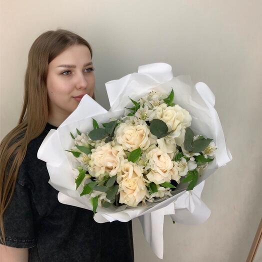 Дуобукет с розой и альстромерией