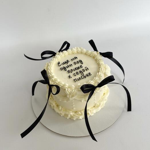 Торт в стиле ламбет с надписью "Еще на один год ближе к седой письке"