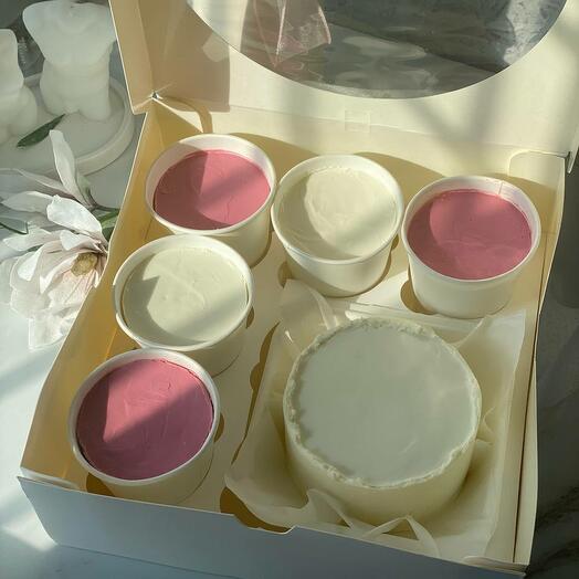 Набор бенто торт + стаканчики cake to go с вашей надписью(дизайном)