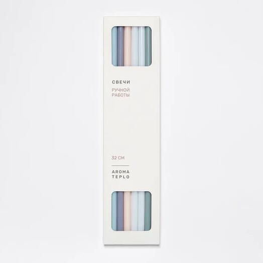 Thin candles AROMATEPLO mix 2 gray-blue in a set of 8 pieces