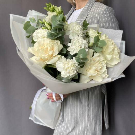 White Roses and Dianthus