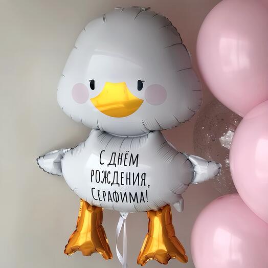 Фольгированная фигура «Гусик» с надписью на выбор