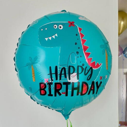 Balon Hel HAPPY BIRTHDAY dinozaur. Helium foil balloon DINO