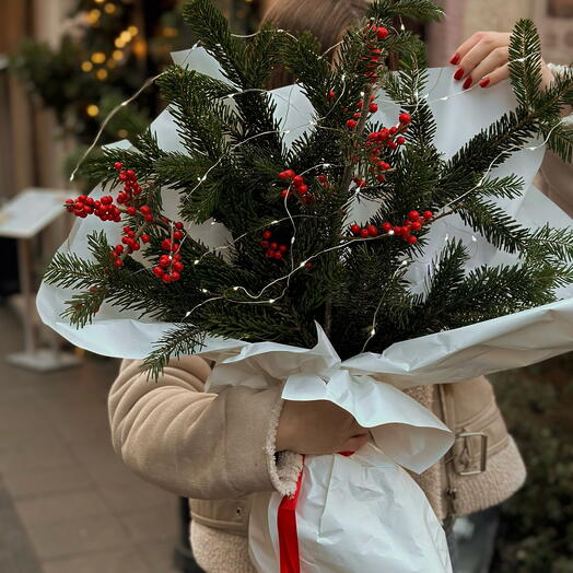 Bouquet natalizio con luci