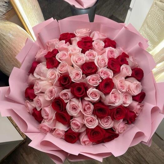 Букет «71 Роза pink and red»