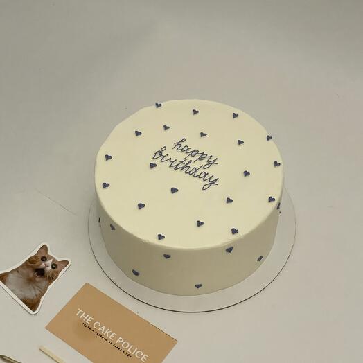Торт «happy birthday» с фиолетовыми сердечками