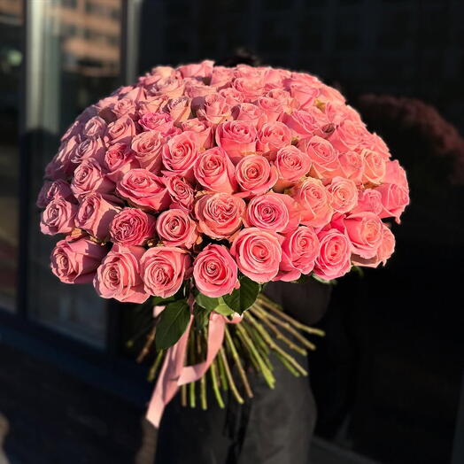 101 adet pembe gul buketi