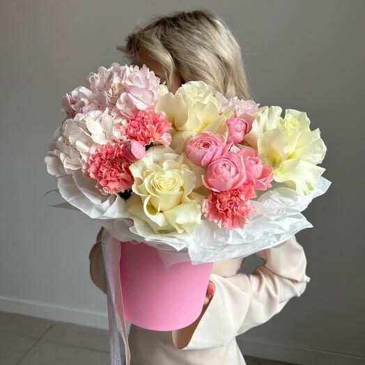 White roses and hydrangea