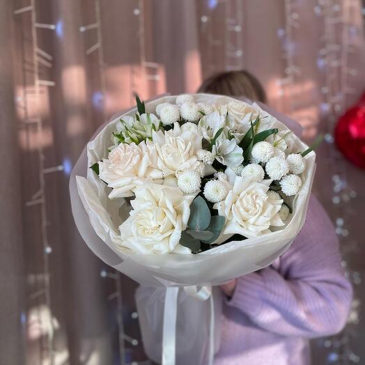 🎁Букет "Светлого дня" из роз, сантини