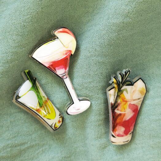 Set of broches Coctails