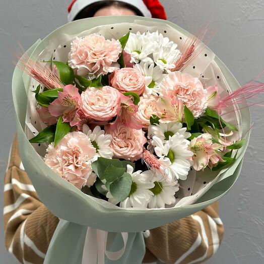 Ромашковая хризантема и кустовая роза 🌸