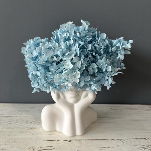 Statuette with hydrangea