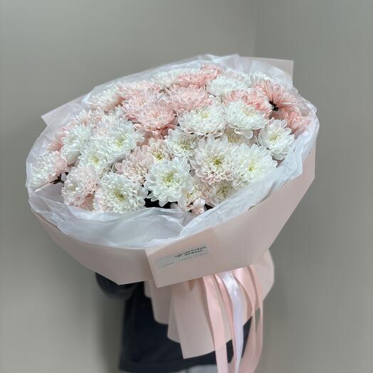 Нежный микс из 15 кустовых хризантем 🌸