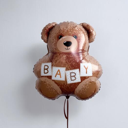 Воздушный шар мишка на выписку Baby