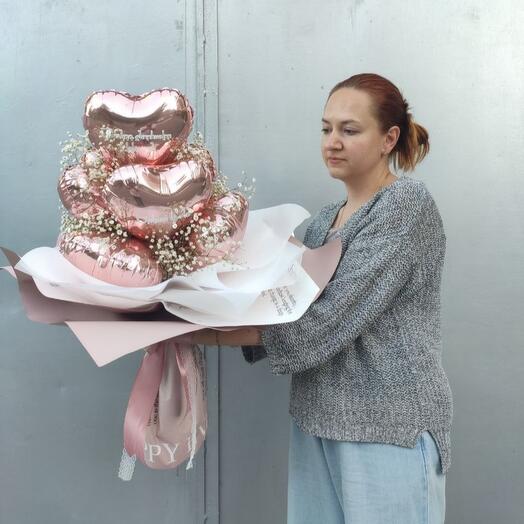 A bouquet of hearts and baby's breath