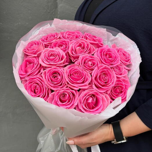 Букет Love roses! из 21 малиновых роз 🌹🦋🍀 больше живых цветов =)