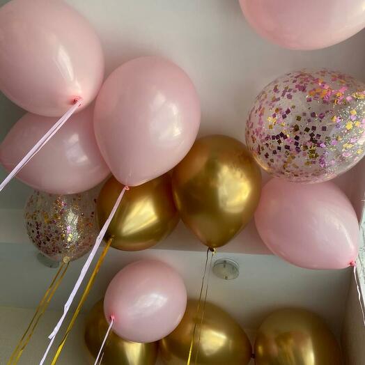 Для мамы - Набор из 13 шаров под потолок в нежном сочетании