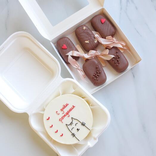 Сладкий подарочный набор (бенто торт + набор эскимо)