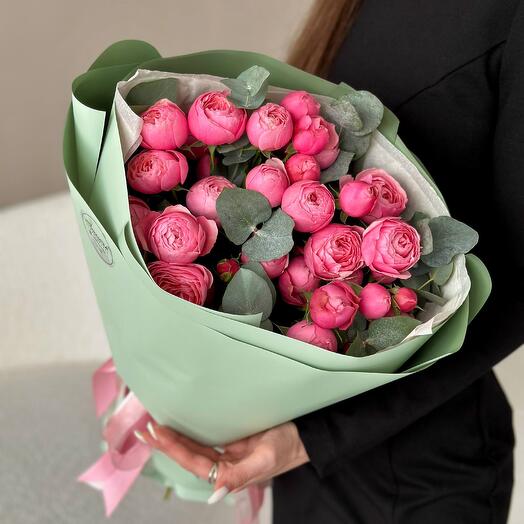 Монобукет из пионовидных роз Silva Pink