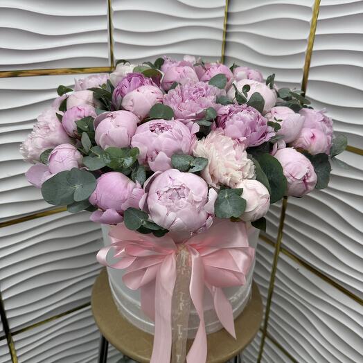 Цветы в коробке  Пионы 💜💜💜