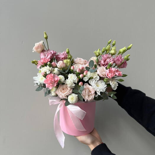 Caja de luz con flores Rosadas