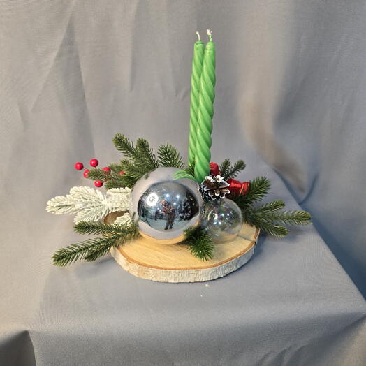 Композиция со свечами на спиле