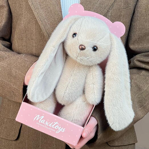 Мягкая игрушка зайка бежевая